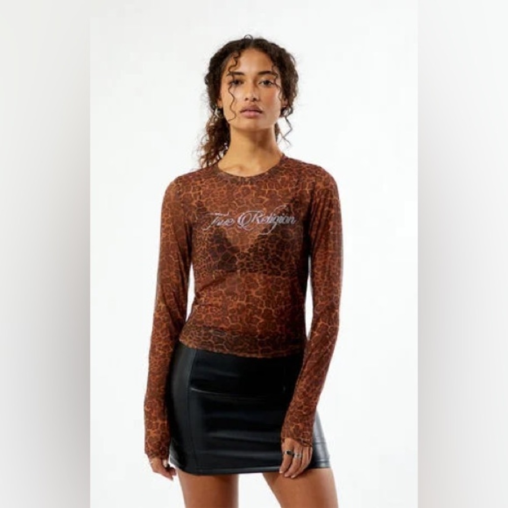 True Religion Leopard Print Mesh Top